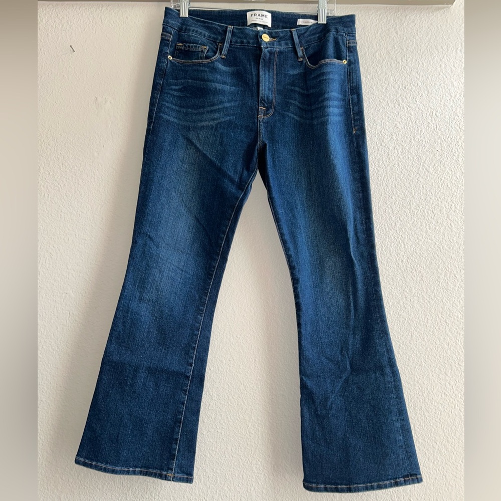 Frame Denim Blue Flare Wide Leg Jeans